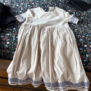 Elegant Cream and Gray Maxi Dress